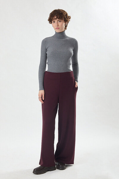 ZÜLAYS Pensli Wide Leg Trousers Burgundy