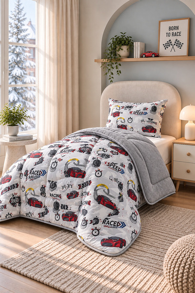 EBRUTESETTÜR Double-Sided Single Duvet Set White