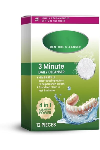 NALACAL 3 Minute Denture Cleanser Tablets, Removes Odor Oral, Cleaning Retain...
