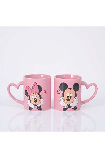 KAZUKO Pink Mickey and Minnie Cup Set with Heart Handles - Cute Romantic Desi...