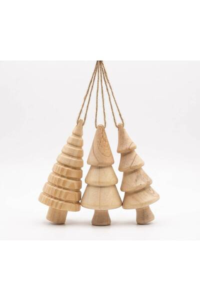 Generic Brand Christmas tree decoration made of pine wood, globe model, rusti...