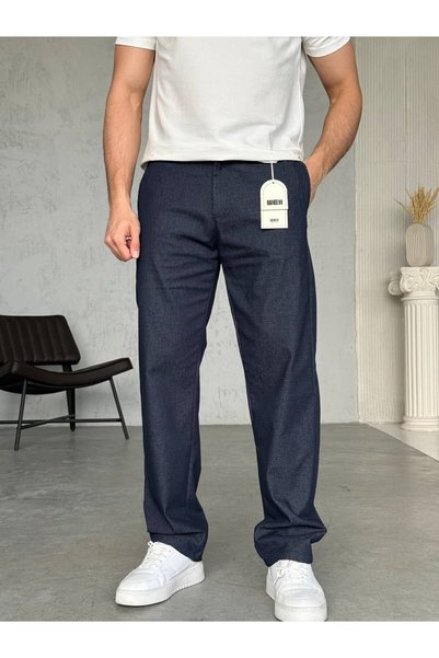 Thebomb Textured Thin Gabardine Fabric Loose Fit Trousers