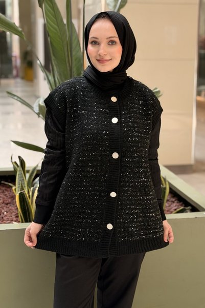 Mahal Crochet Knitwear Sequin Detailed Knitwear Cardigan