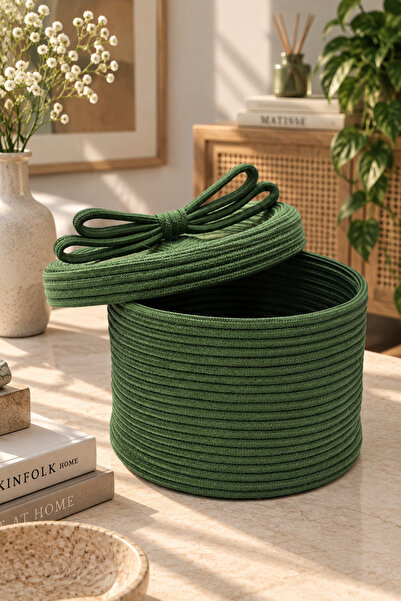 MaVaux Christmas Wicker Rope Decorative 20X26 Lid Wicker Rope Basket Weave Ro...