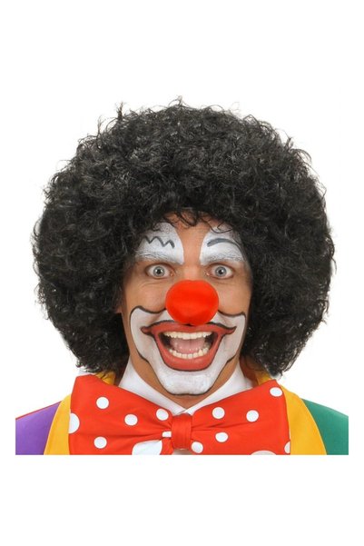 Lovesta Home Black Color Curly Afro Bonus Wig Hair and Red Sponge Nose Set