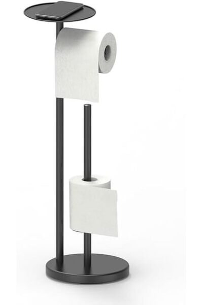 GENERAL Toilet Paper Holder Free Standing with Top Storage Shelf, Stainless S...