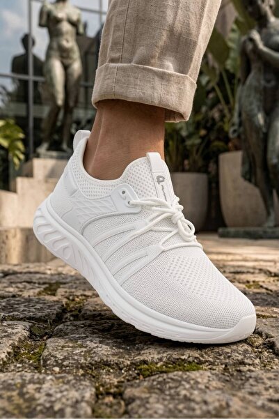 DIKANA MIN Û TE UNİSEX BAĞCIKLI TRİKO BEYAZ SNEAKER SPOR AYAKKABI