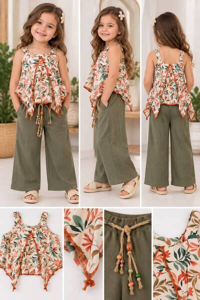 Bellarose ÇİÇEK BASKILI PANTOLON ETEKLİ İKİLİ TAKIM