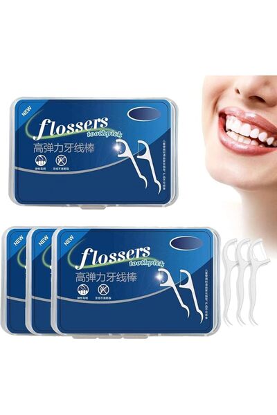 LinJie Toothpick 200 Count,Dental Floss Toothpick,Portable Floss Sticks for T...