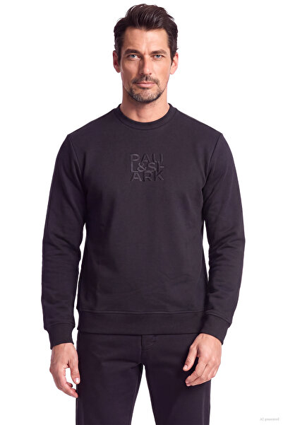 PAUL&SHARK Men's Regular Fit Cotton Crew Neck Long Sleeve Black Sweatshirt