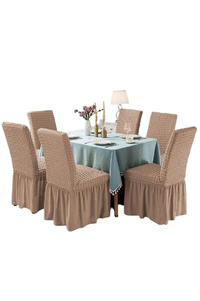 odjas Set 6 Huse Universale Premium Pentru Scaun Creponate Cu Volanase Cafea ...