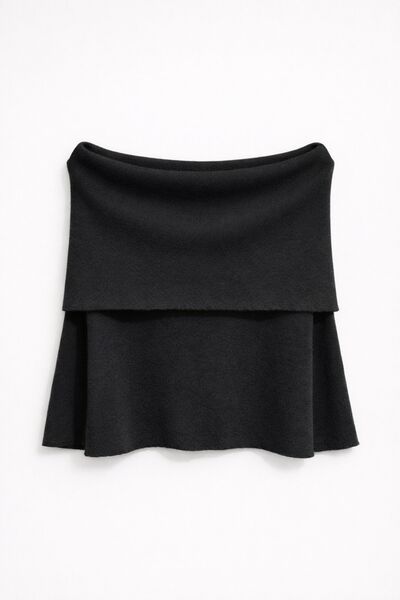 Hiccup MIXRAY Oversize Fitilli Örme Bluz, Madonna Yakalı