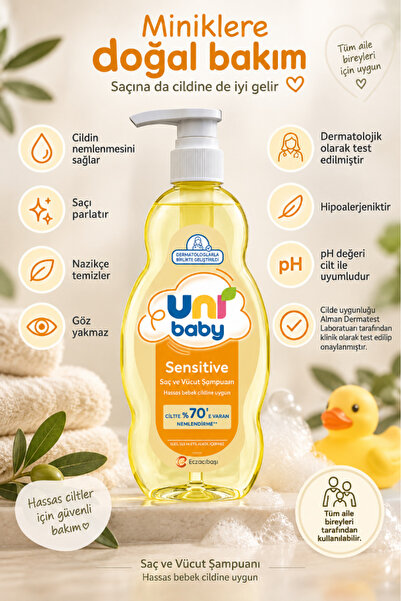 Uni Baby Sensitive Saç ve Vücut Şampuanı 700 ml