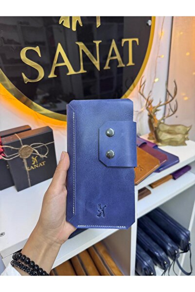 SANAT LEATHER %100 Hakiki Deri Çıtçıtlı Telefon Bölmeli Portföy Cüzdan