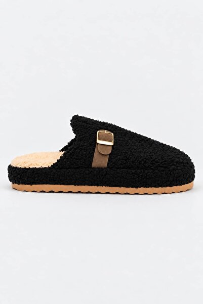 Ayakkabı Consept Women's Plush House Slippers with Buckle Teddy Soft Sole War...