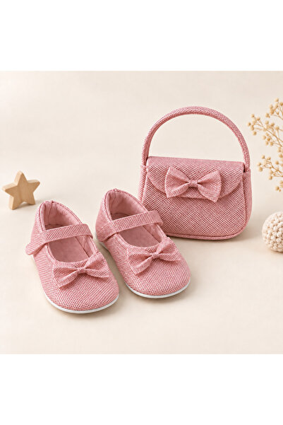 BEBLUXBABY مجموعة حقيبة وحذاء (باليه) لامعة للفتيات الصغيرات