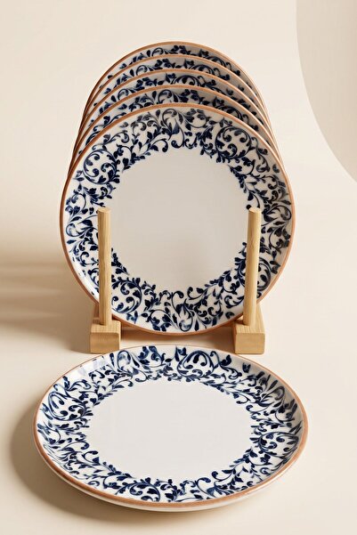 RUBİ PORSELEN Rumi 6-Piece Porcelain Cake & Dessert Plate Set 16 cm - Pattern and Pattern Transfer Guaranteed
