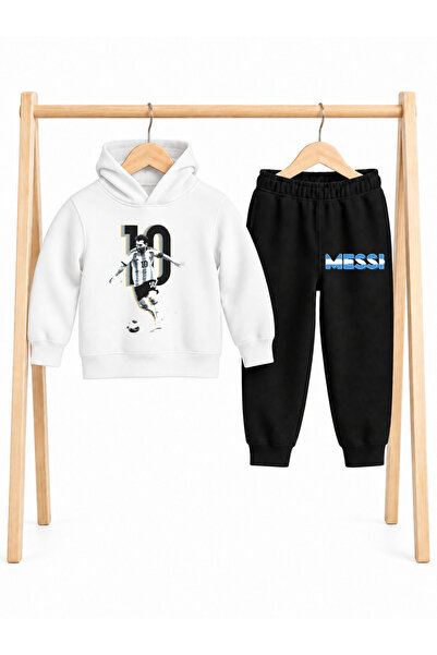 STİL-X Lionel Messi Printed 3 Threaded Yarn Hooded Children's Tracksuit Set