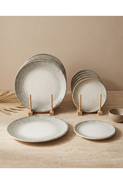 RUBİ PORSELEN Misis 12 Piece Porcelain Serving and Cake Plate Set for 6 Peopl...