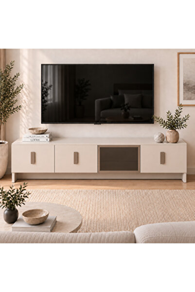 ALONEX HOME Star TV Ünitesi 180 cm 4 Kapaklı Temperli Cam Modern Çok Amaçlı T...