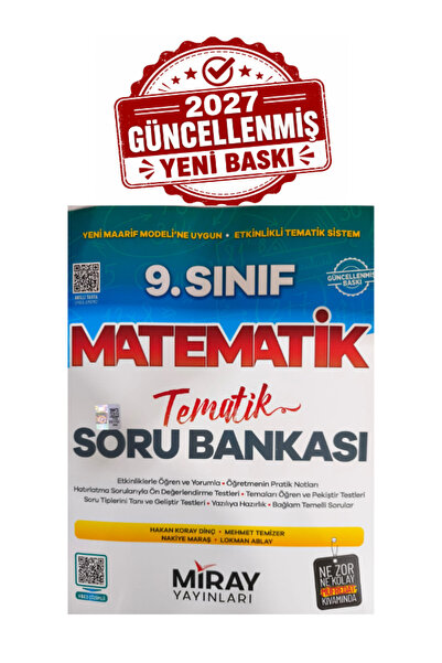 Miray Yayınları 9.Sınıf Matematik Tematik Soru Bankası 2026-2027 Yeni Baskı M...