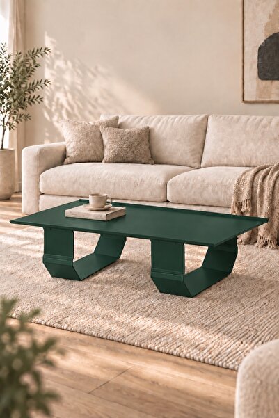 Barez Decor Dikdörtgen Paslanmaz Çelik Orta Sehpa - 130x65 cm - Geometrik Kes...