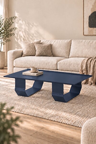 Barez Decor Dikdörtgen Paslanmaz Çelik Orta Sehpa - 130x65 cm - Geometrik Kes...