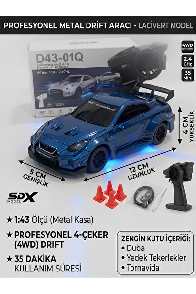 Boratila Toys 1:43 Ölçek Metal Şarjlı Mini Drift Rc 15 Km Hız 4 Çeker Nissan ...