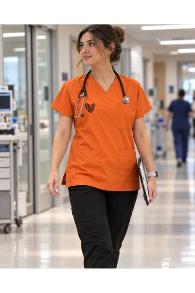 mirach Ženska narandžasta majica, crne pantalone, uniforma medicinske sestre,...
