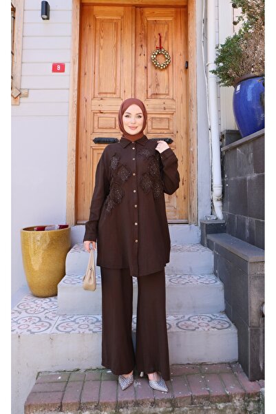 NİSUM MODA Baklava Stone Linen Set