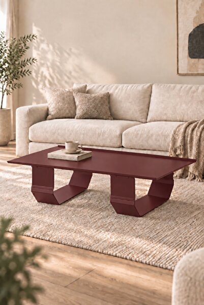 Barez Decor Dikdörtgen Paslanmaz Çelik Orta Sehpa - 130x65 cm - Geometrik Kes...