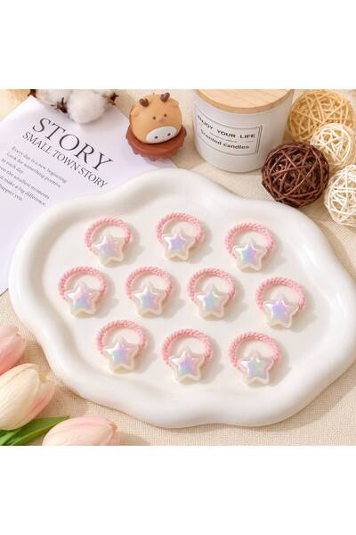 So Much Accesories Detailed Shiny 10-Piece Rubber Buckle Set - Yıldız