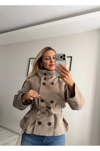 TB Butik Dik Yaka Ve Ceket Yaka Premium Süet Trençkot Ceket