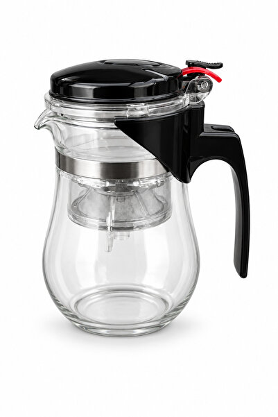 Çayoma PressTea Tek Tuşlu Cam Bitki Çayı Demliği – Süzgeçli Çay Demleme Sürah...