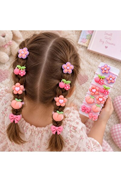 So Much Accesories Çiçek ve Kalp Figürlü Renkli Toka Seti Çocuk Saç Lastiği 1...
