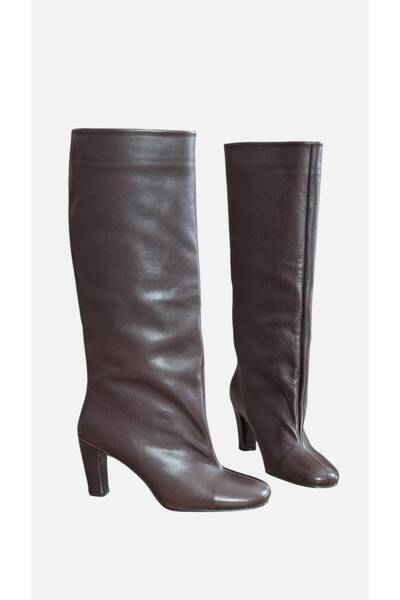 ESSO LA MİA Talismann Real Leather Heeled Boots _ Long Women's Boots - Brown ...