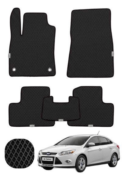 UNAL MAT Ford Focus Sedan 2011-2018 Hücreli Havuzlu Premium EVA Oto Paspas Ta...