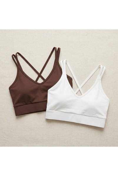 StormWear Women's 2-Pack Cross-Strap Diver Fabric Crop Bustier Set - Brown & ...