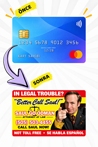 Genel Markalar Saul Goodman Kart Stickerı, Better Call Saul Kredi Kartı Stick...