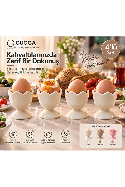 GUGGA 4’lü Yumurtalık Seti Şık Tasarım Yumurta Sunumluk Kahvaltılık Yumurta S...