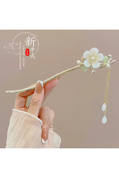 So Much Accesories Far Eastern Style Hair Stick with Flower and Tassel Detail