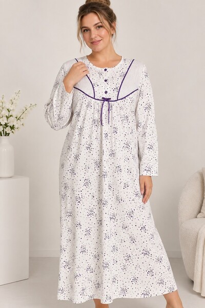 Alize Moda Long Sleeve 100% Cotton Women'S-Mom's Nightgown