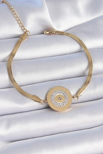Lovesta Home 316L Steel Gold Color Italian Chain Zircon Stone Eye Embroidered...