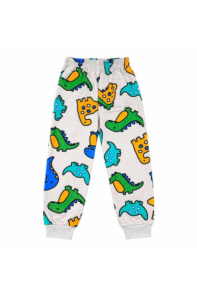 Fil Kids Boys' Cotton Fabric Beige Color Dinosaurs Patterned Long Sleeve Seasonal Pajama Set