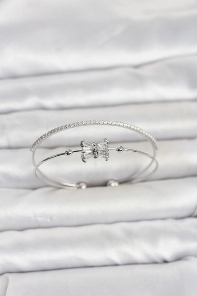 Lovesta Home Brass Silver Color Baguette Zircon Stone Women's Bracelet Tj-Bb8514