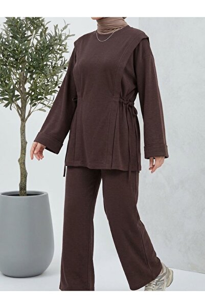 Foremia Tunnel Detail Sleeve Folded Trouser Suit - Brown