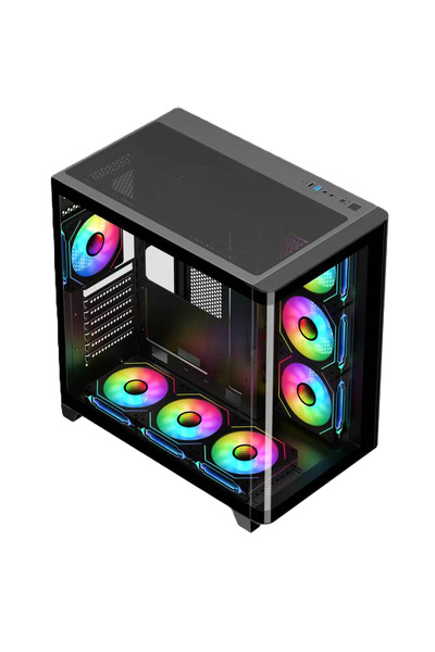Archon Neon Curved 7x ARGB Fanlı Gaming Oyuncu Bilgisayar Kasası Siyah