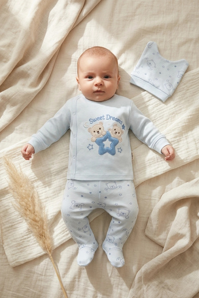 ANP MODA TASARIM 3-Piece Cotton Baby Boy Hospital Discharge Bodysuit Set 0-3 ...
