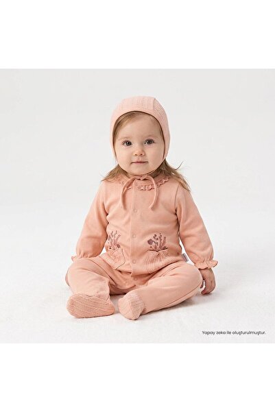 Bebetto Kız Bebek Mevlüt Kıyafeti Çiçek Baskılı Çıtçıtlı Dantel Yaka Long Sleeve