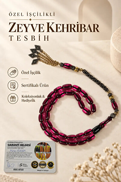İlkbenaldim Specially Crafted Zeyve Amber Prayer Beads – Certified with Metal...